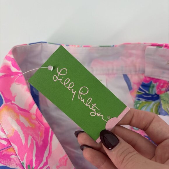 Lilly Pulitzer Chipper Short Beckon Pink Blue Jungle Utopia Size 6 Bermuda - Picture 13 of 14